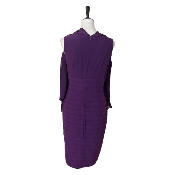 Adrianna Papell NEW Poncho Banded Dress Cocktail Tiered Chiffon Women’s Size 8 - Picture 7 of 14